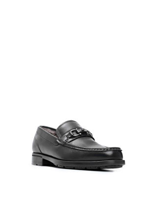 Tamer Tanca Erkek Hakiki Deri Siyah Makosen Ayakkabı 383 4950 ERK AYK SK21-22 SIYAH SILVER