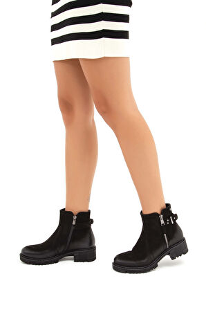 Tamer Tanca Kadın Hakiki Deri Siyah Nubuk Günlük Bot 322 1950807 BN BOT SK21-22 SIYAH NUBUK