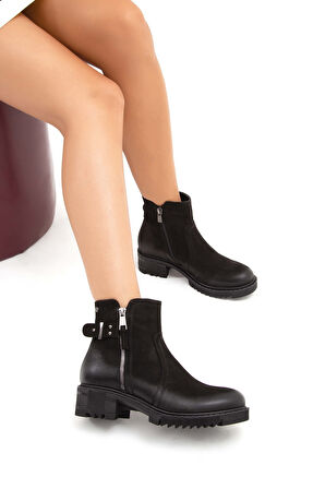 Tamer Tanca Kadın Hakiki Deri Siyah Nubuk Günlük Bot 322 1950807 BN BOT SK21-22 SIYAH NUBUK