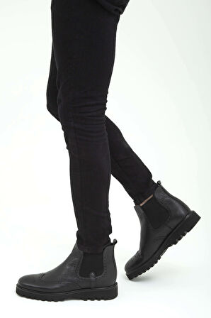 Tamer Tanca Erkek Hakiki Deri Siyah Klasik Bot 537 2365Y ERK BOT SK21-22 SYH BFL/SYH ALX