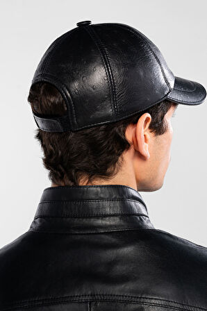 Tamer Tanca Erkek Hakiki Deri Siyah Devekuşu Şapka 524 1012 SAPKA SK20-21 SYH V/D KUSU