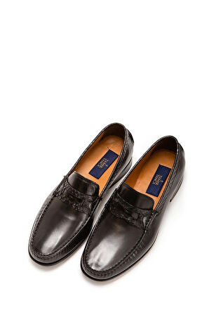 Tamer Tanca Erkek Hakiki Deri Siyah Makosen Ayakkabı 477 48296 ERK AYK Y22 SYH BFL/SYH PTN