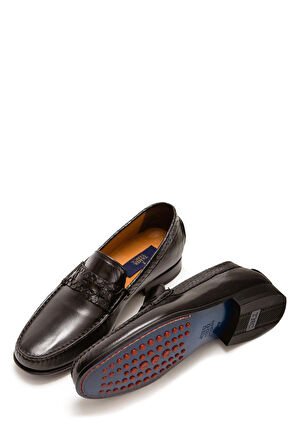 Tamer Tanca Erkek Hakiki Deri Siyah Makosen Ayakkabı 477 48296 ERK AYK Y22 SYH BFL/SYH PTN