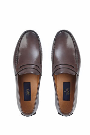 Tamer Tanca Erkek Hakiki Deri Kahverengi Makosen Ayakkabı 477 48240 ERK AYK Y22 KAHVE BUFALO