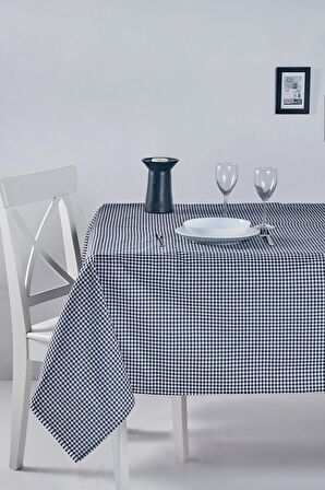 Pötikareli Masa Örtüsü Siyah 170x220 Cm