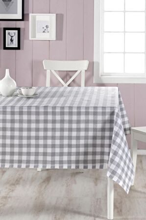 Kareli Masa Örtüsü Gri 160x220