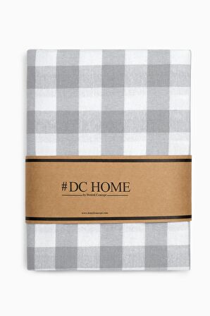 Kareli Masa Örtüsü Gri 160x220