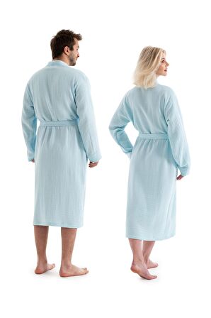 Unisex Kimono 4 Kat Müslin Bornoz (Mint, S/M)