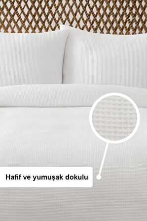 Waffle Çift Kişilik Pike Seti Beyaz 200x220 Cm