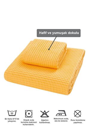 Waffle Banyo Havlu Seti Sarı