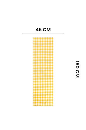 Kareli Runner 2'li Set Sarı 45x150