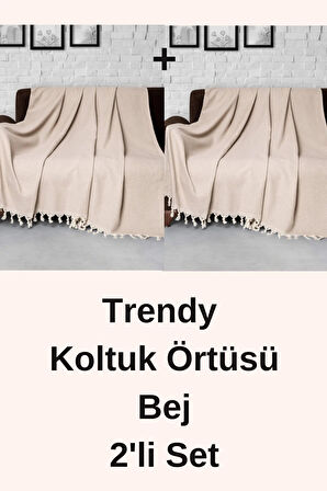 Trendy Koltuk Örtüsü Bej 2'li Set 170x300cm