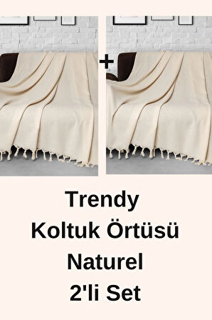 Trendy Naturel Koltuk Örtüsü 2'li Set 170x230