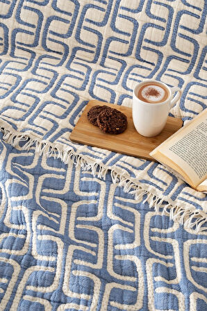 Perge Müslin Yorgan Mavi