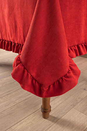 Venedik Fırfırlı Masa Örtüsü Kırmızı (150x250 cm)