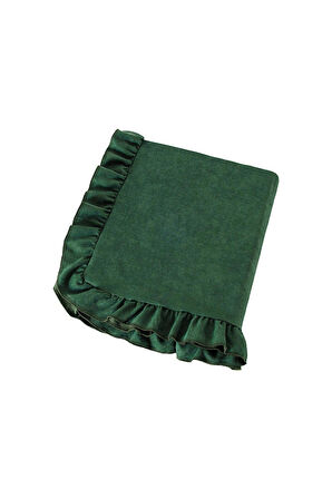 Venedik Fırfırlı Masa Örtüsü Zümrüt Yeşili (150x220 cm)