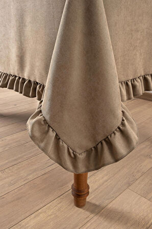 Venedik Fırfırlı Masa Örtüsü Kahverengi (150x250 cm)