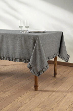 Selendi Fırfırlı Masa Örtüsü Siyah