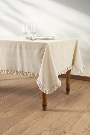 Selendi Fırfırlı Masa Örtüsü Naturel