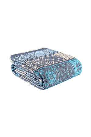 Patchwork Müslin Yorgan Mavi