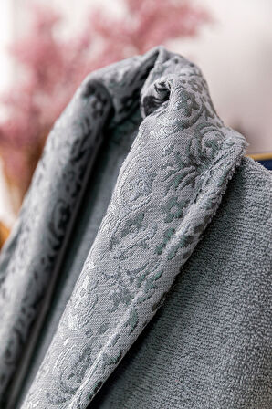 Favora Velora Deluxe %100 Pamuk Bornoz Seti - Krem - Gri