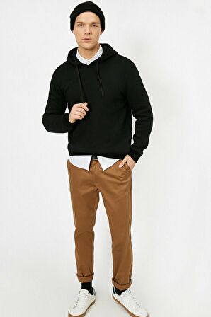 Erkek Siyah Kapüsonlu Sweatshirt 0YAM71593LK