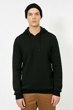 Erkek Siyah Kapüsonlu Sweatshirt 0YAM71593LK