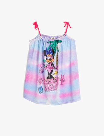 Minnie Mouse Lisanslı Baskılı Askılı Elbise