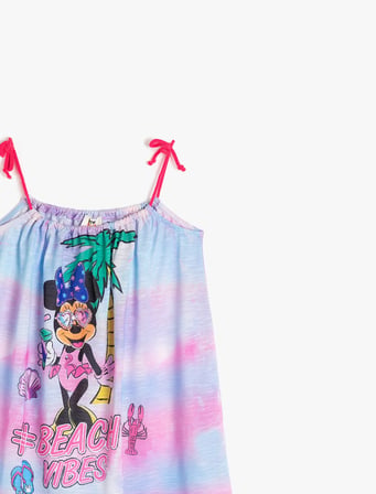 Minnie Mouse Lisanslı Baskılı Askılı Elbise