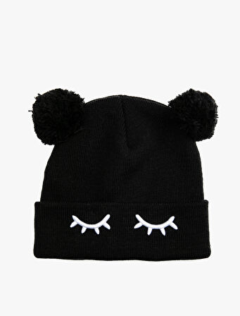 Ponponlu İşlemeli Bere