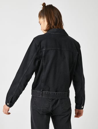 Biker Jean Ceket Pamuklu Fermuarlı