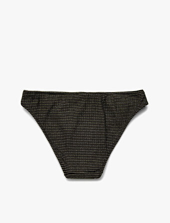 Çizgili Bikini Altı Metalik Detaylı Tokalı