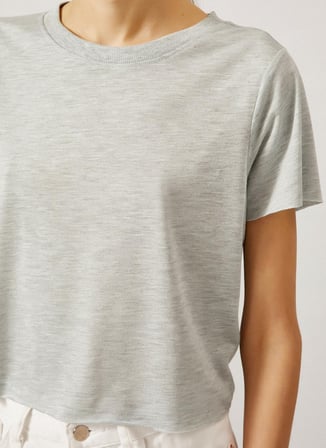 Koton Bisiklet Yaka Kısa Kollu Gri Kadın T-shirt