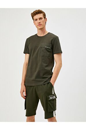 Koton Yazili Kisa Kollu Pamuklu Bisiklet Yaka T-Shirt