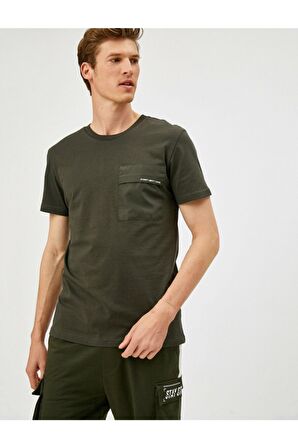 Koton Yazili Kisa Kollu Pamuklu Bisiklet Yaka T-Shirt