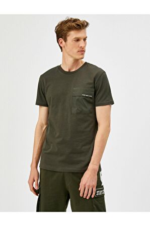 Koton Yazili Kisa Kollu Pamuklu Bisiklet Yaka T-Shirt