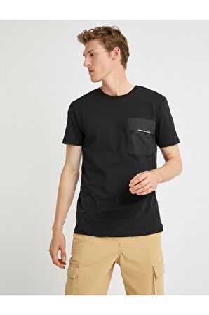 Koton Yazili Kisa Kollu Pamuklu Bisiklet Yaka T-Shirt