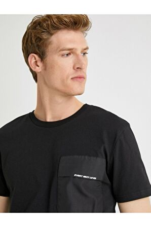 Koton Yazili Kisa Kollu Pamuklu Bisiklet Yaka T-Shirt