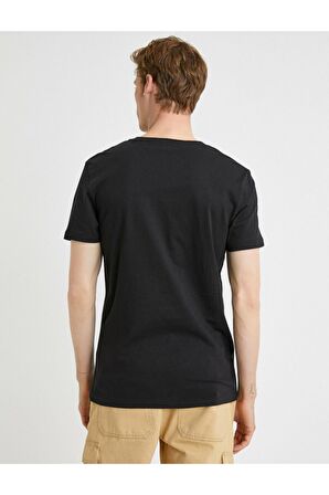 Koton Yazili Kisa Kollu Pamuklu Bisiklet Yaka T-Shirt