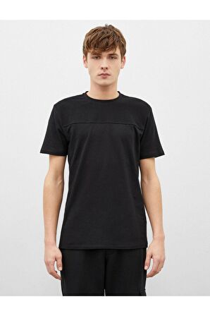Erkek Siyah Slim Fit Basic Pamuklu Kısa Kollu T-Shirt