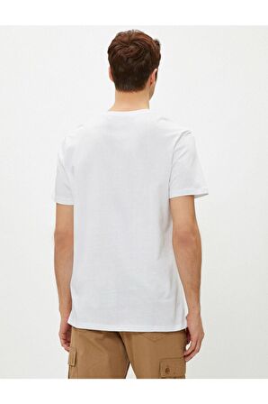 Erkek Ekru Bisiklet Yaka T-Shirt