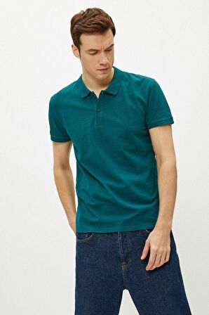 Erkek Sarı Polo Yaka T-Shirt Basic Kisa Kollu Pamuklu
