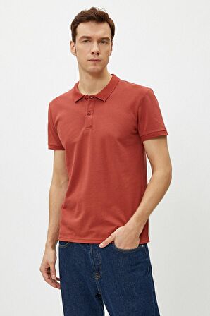 Erkek Sarı Polo Yaka T-Shirt Basic Kisa Kollu Pamuklu