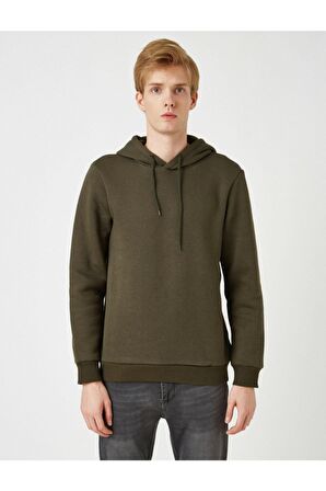 Erkek Yeşil Kapüsonlu Uzun Kollu Sweatshirt
