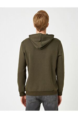 Erkek Yeşil Kapüsonlu Uzun Kollu Sweatshirt
