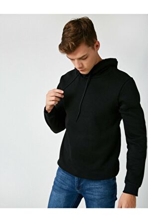 Erkek Yeşil Kapüsonlu Uzun Kollu Sweatshirt