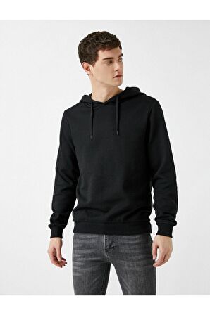 Erkek Kırmızı Kapüşonlu Pamuklu Uzun Kollu Basic Sweatshirt 1yam71750lk