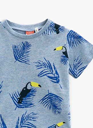 Koton Mavi Erkek Bebek Bisiklet Yaka Kısa Kollu Baskılı T-Shirt 1YMB18768ZK