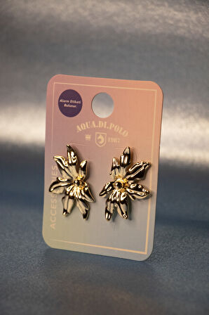 Kadın Gold Çiçek Küpe