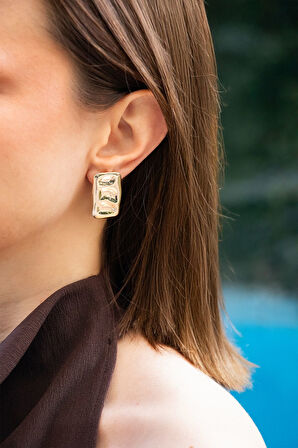 Kadın Gold Geometrik Küpe